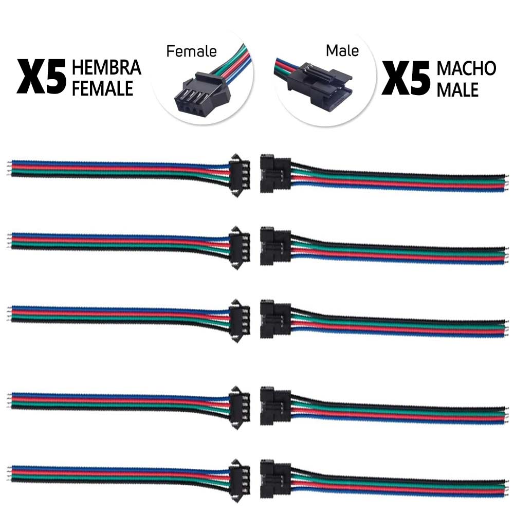 Conector SM 4 pines con cable 22 AWG - 5M/5H (pack 10 unidades) - EscootersMobility