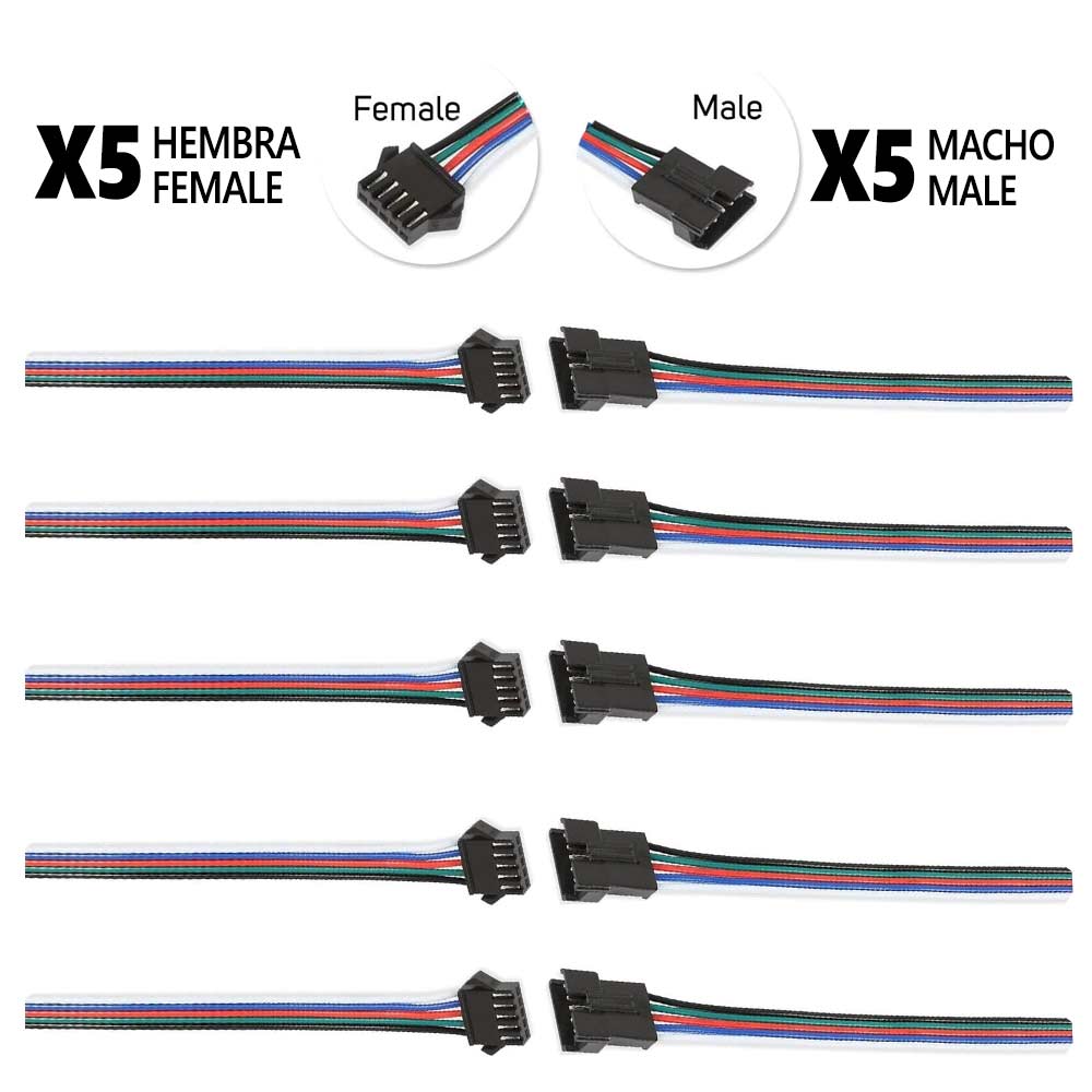 Conector SM 5 pines con cable 22 AWG - 5M/5H (pack 10 unidades) - EscootersMobility