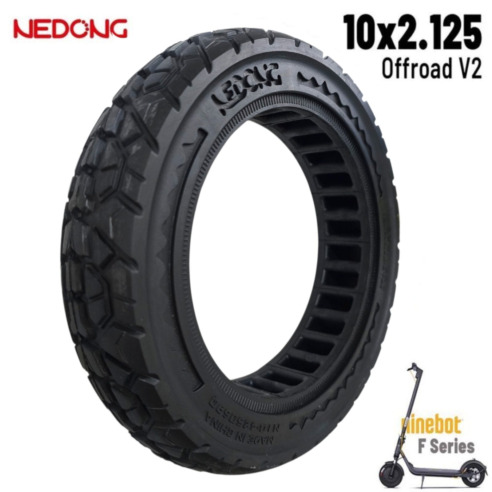 Rueda maciza amarilla offroad 10x2,125-6,5 42,5mm Negro [Nedong] para patinetes eléctricos | Repuestos y accesorios