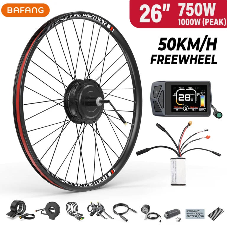 Kit conversión de bicicleta eléctrica con motor trasero 750W 48V – 26 pulgadas (Display: EKD01) [Bafang]