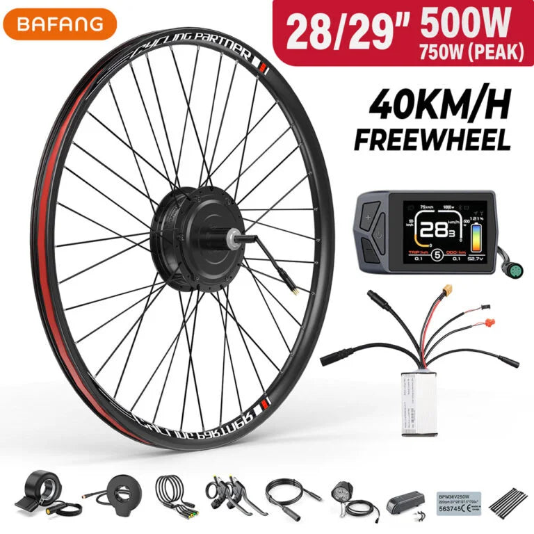 Kit conversión de bicicleta eléctrica con motor trasero 500W 48V – 28 y 29 pulgadas (Display: EKD01) [Bafang]