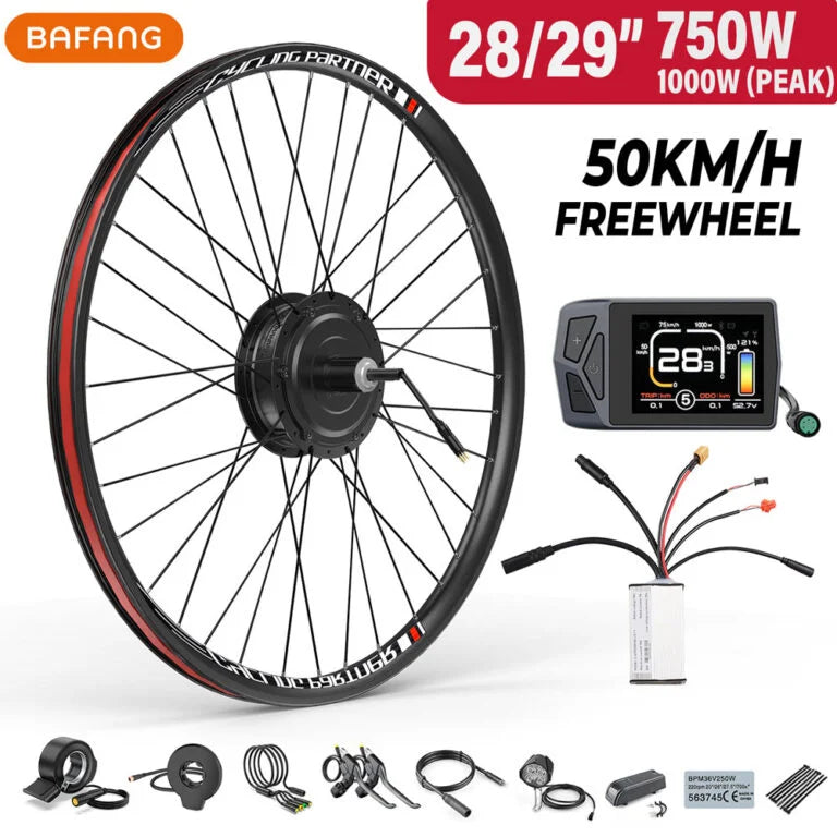 Kit conversión de bicicleta eléctrica con motor trasero 750W 48V – 28 y 29 pulgadas (Display: EKD01) [Bafang]