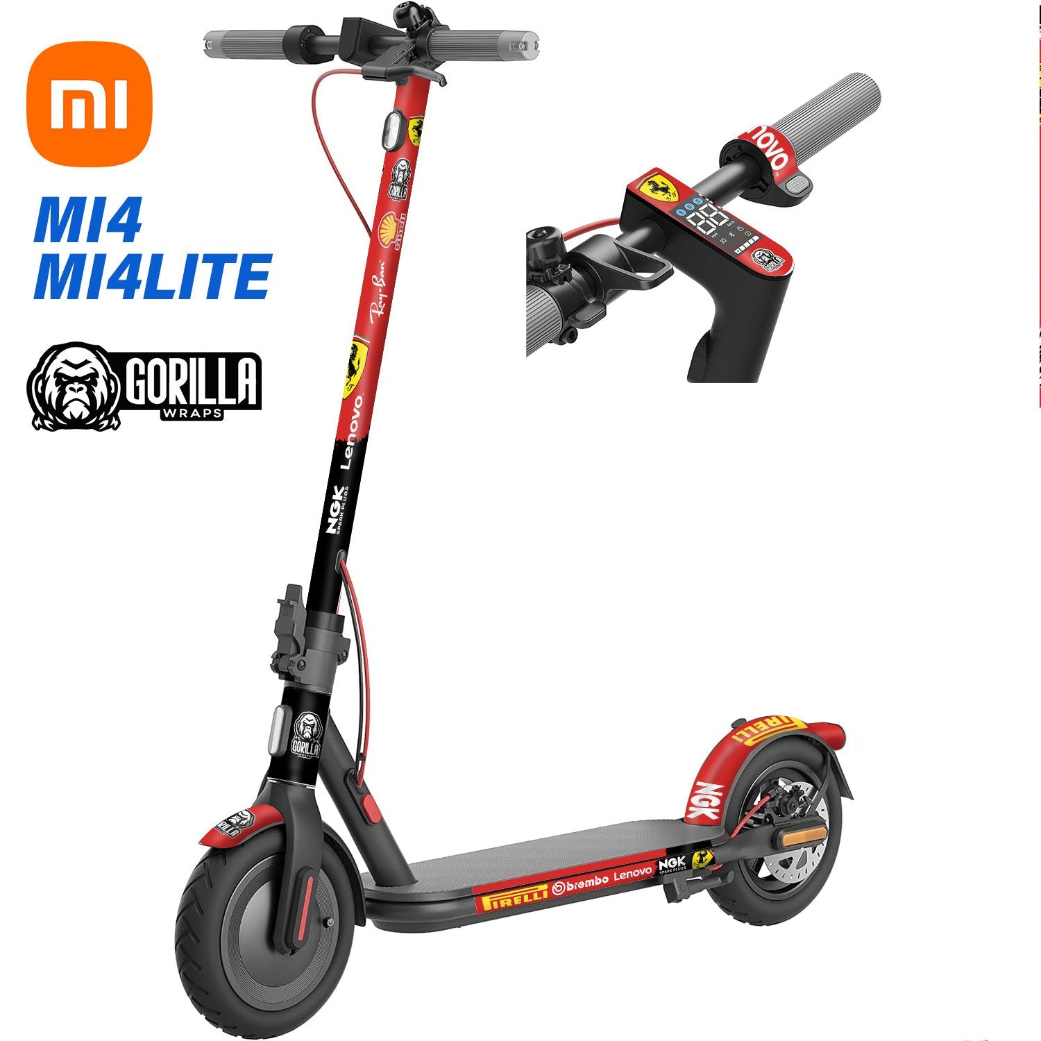Vinilo para Xiaomi MI4 / MI4 LITE - Ferrari [Gorilla] para patinetes eléctricos | Repuestos y accesorios
