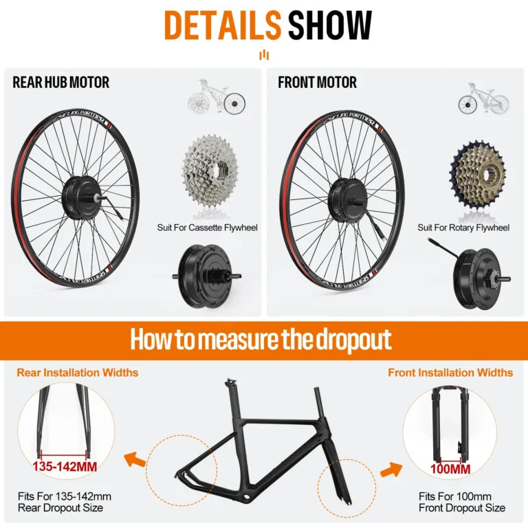 Kit conversión de bicicleta eléctrica con motor trasero 750W 48V – 28 y 29 pulgadas (Display: EKD01) [Bafang]