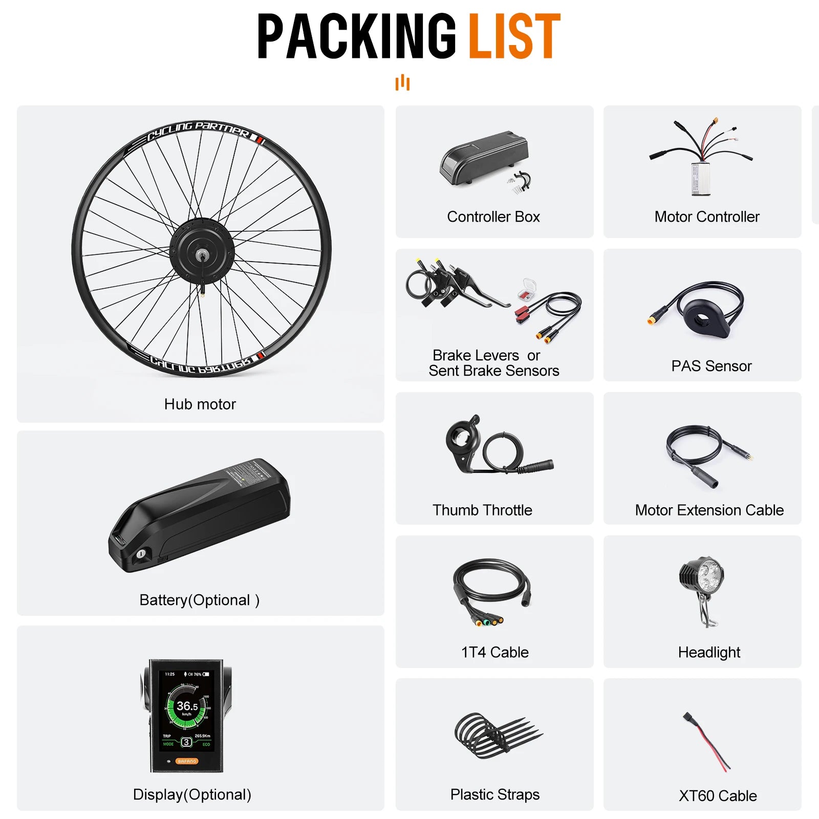 Kit conversión de bicicleta eléctrica con motor trasero 500W 48V – 28 y 29 pulgadas (Display: EKD01) [Bafang]