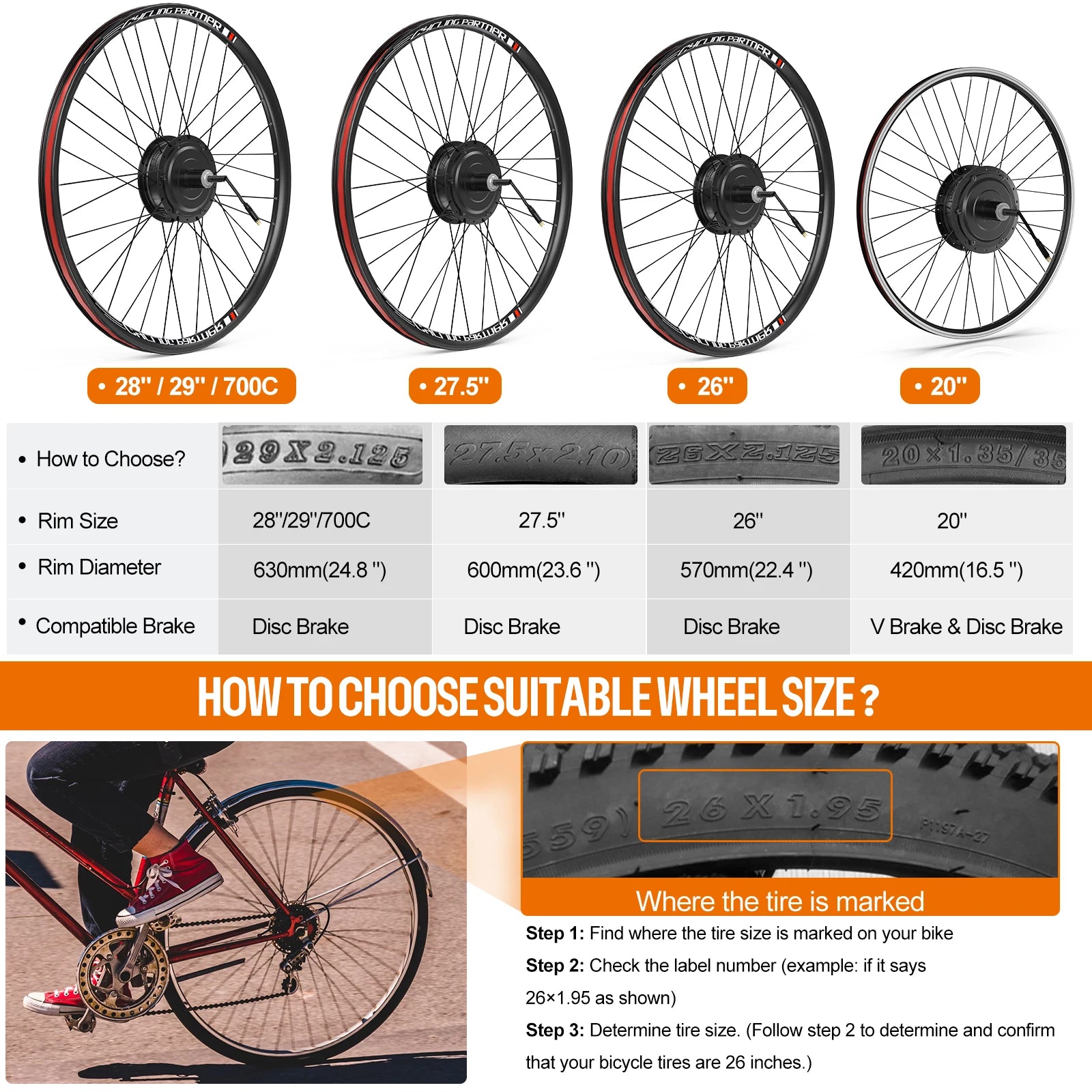 Kit conversión de bicicleta eléctrica con motor trasero 500W 48V – 26 pulgadas (Display: EKD01) [Bafang]