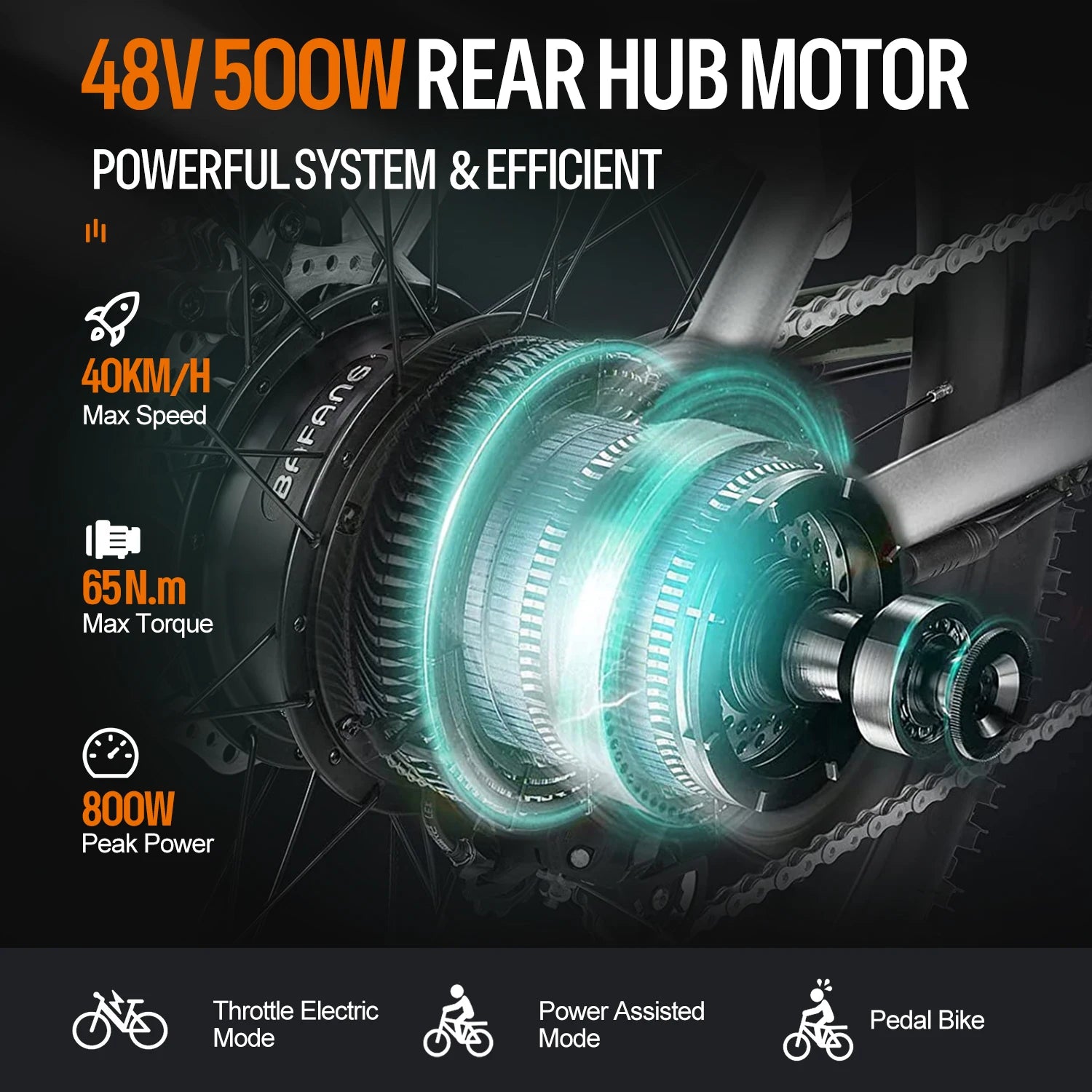 Kit conversión de bicicleta eléctrica con motor trasero 500W 48V – 26 pulgadas (Display: EKD01) [Bafang]