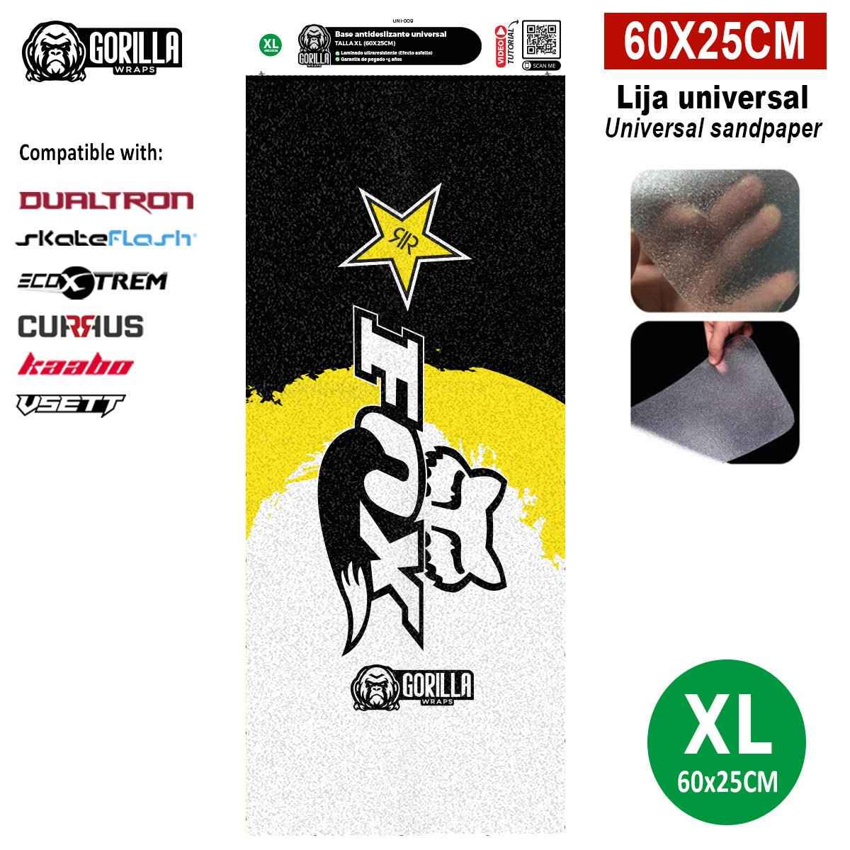 Base antideslizante universal Fox&amp;Rockstar - Talla XL - 60x25cm (modelos Dualtron, Skateflask y similares) [Gorilla]