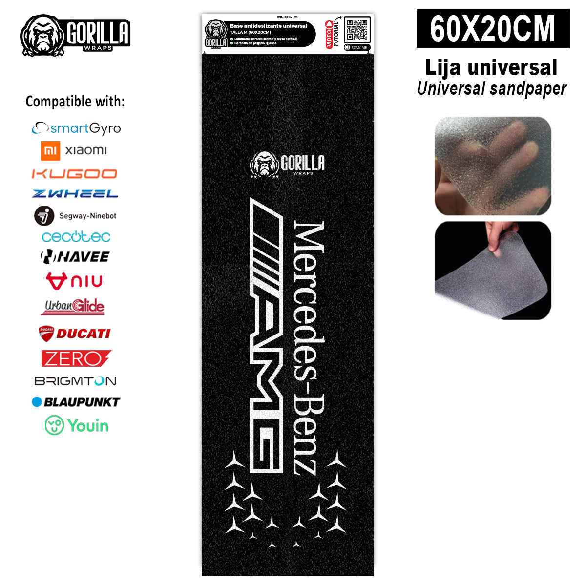 Base antideslizante universal Mercedes AMG - Talla M - 60x20cm (Xiaomi, Smartgyro, Kukirin, Ninebot, Niu, Kaboo, Teverun) [Gorilla]