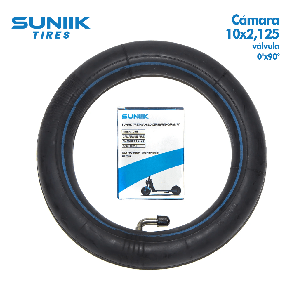 Cámara de aire 10x2,125 Válvula 0º 90º SUNIIK - EscootersMobility