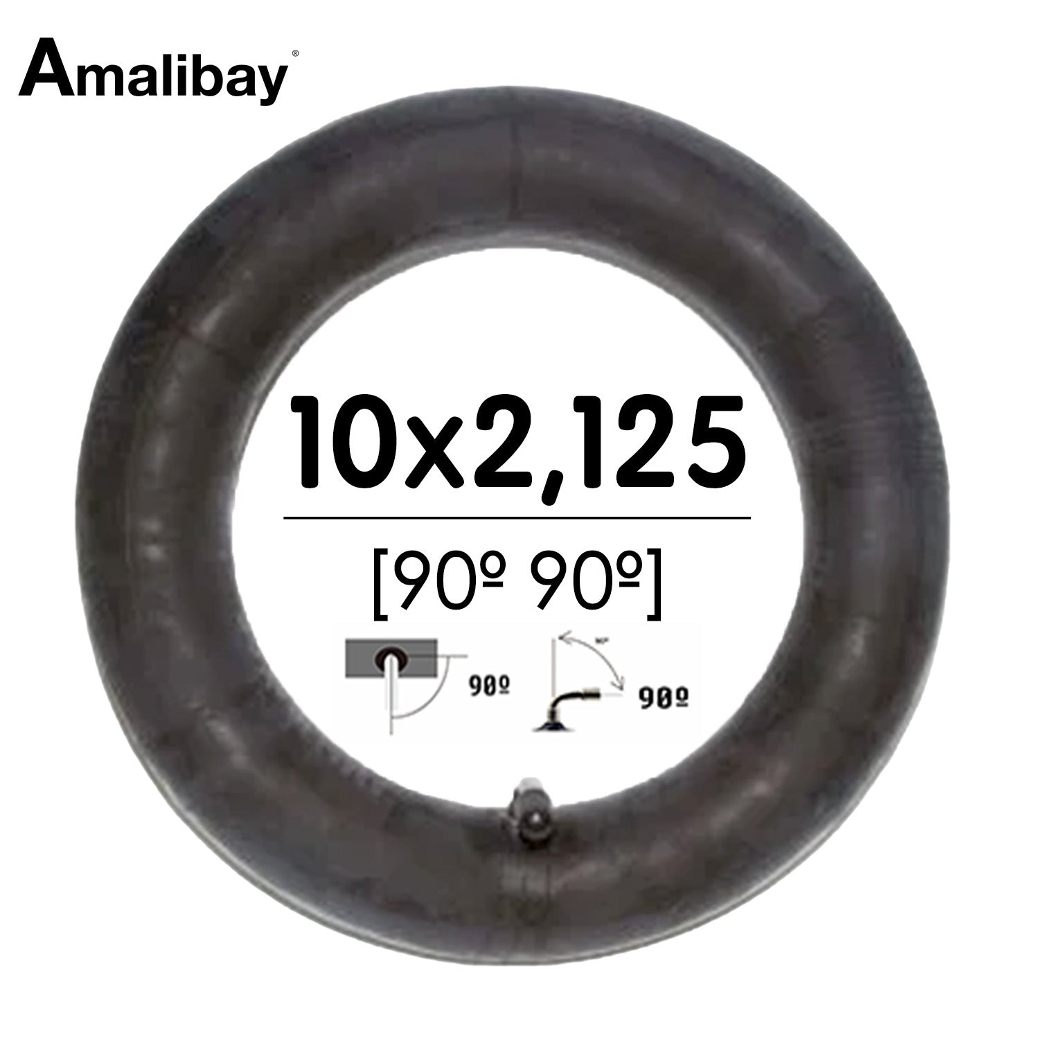 Cámara de aire 10x2,125 (valvula 90º 90º) [Amalibay] - EscootersMobility