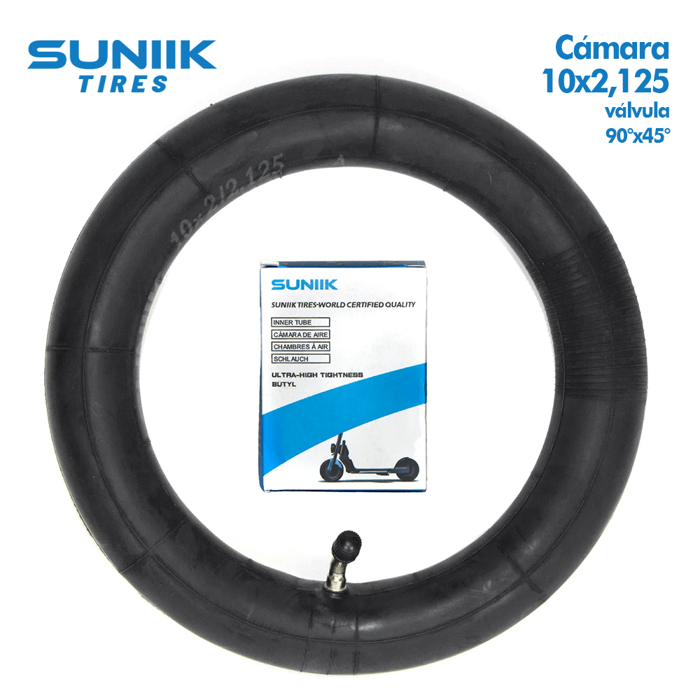Cámara de aire 10x2,125 Válvula 90ºx45º SUNIIK - EscootersMobility