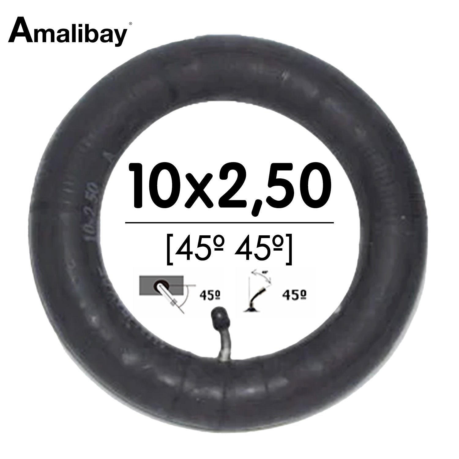 Cámara de aire 10x2,5 (válvula 45º 45º) - Premium [Amalibay] - EscootersMobility