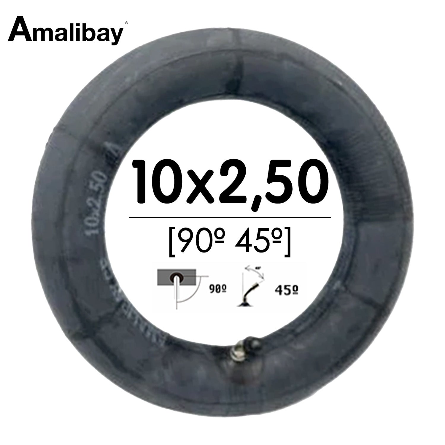 Cámara de aire 10x2,5 (válvula 90º 45º) - Premium [Amalibay] - EscootersMobility
