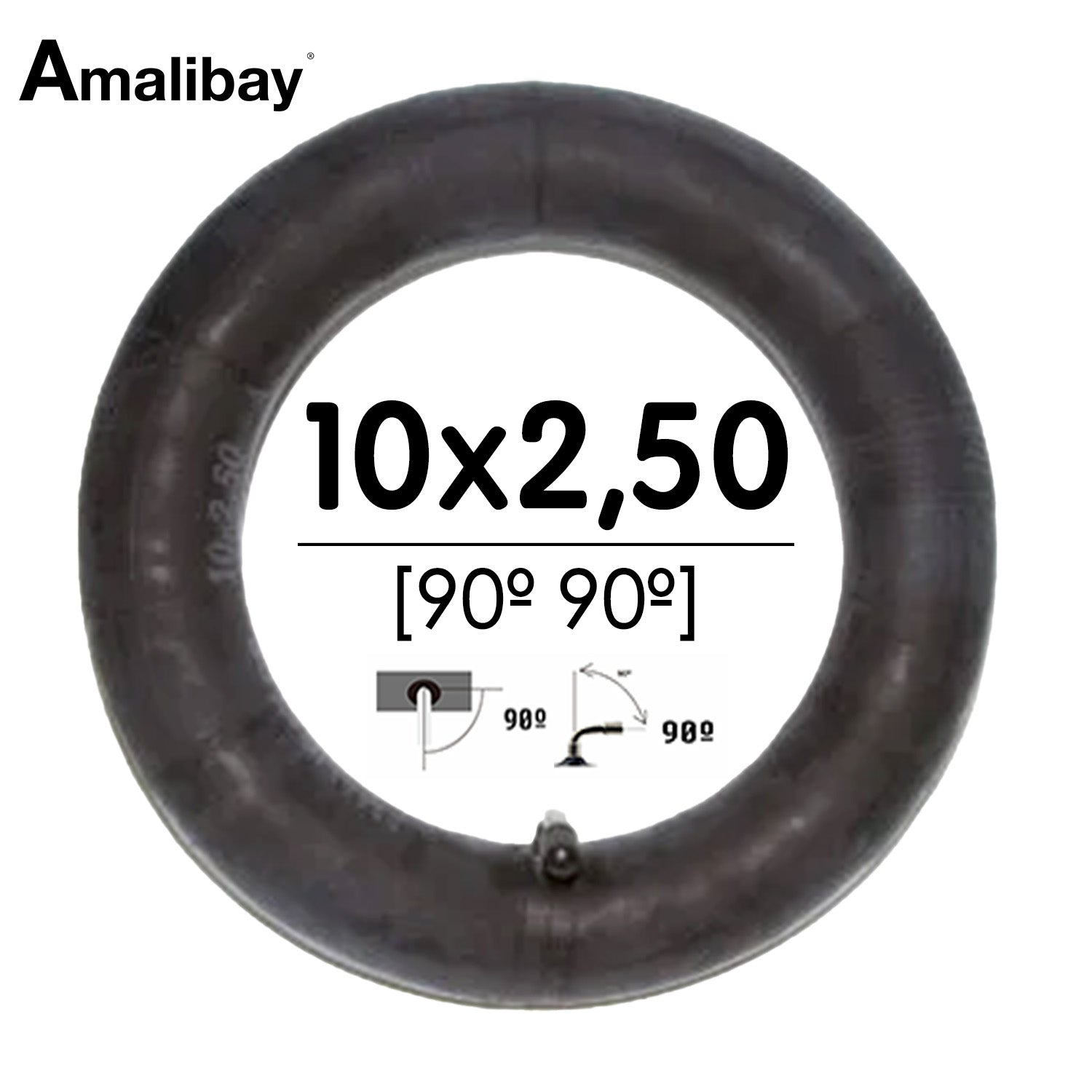 Cámara de aire 10x2,5 (válvula 90º 90º) - Premium [Amalibay] - EscootersMobility