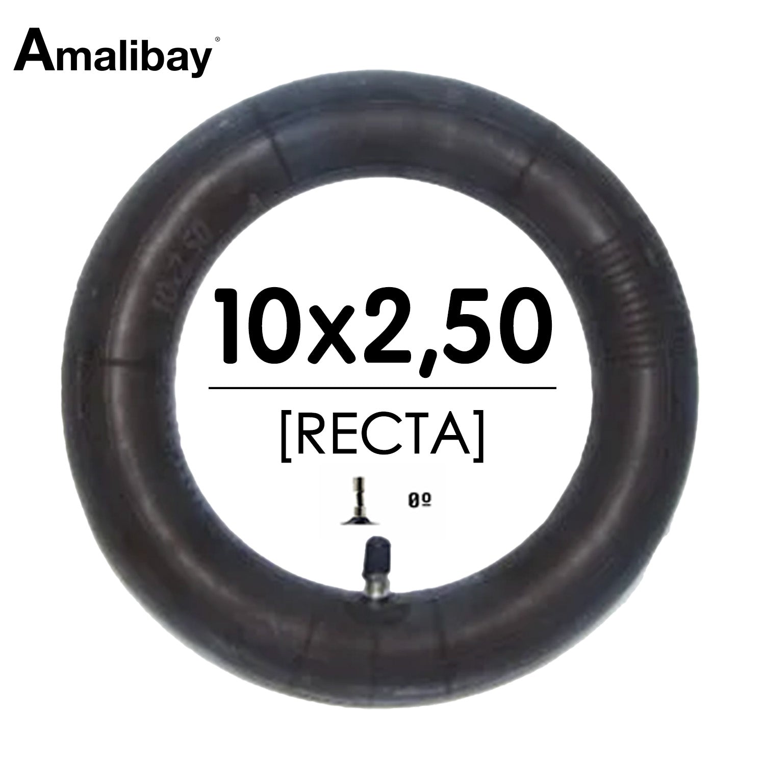 Cámara de aire 10x2,5 (válvula recta) - Premium [Amalibay] - EscootersMobility