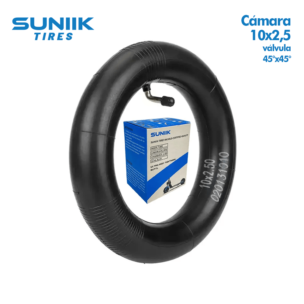 Cámara de aire 10x2,50 Válvula 45ºx45º SUNIIK - EscootersMobility