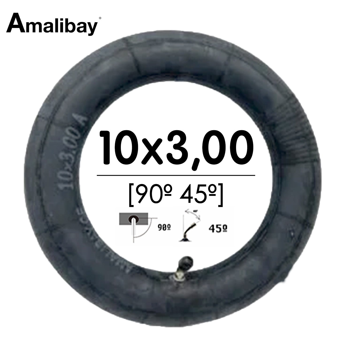 Cámara de aire 10x3 - 255x80 (válvula 90º 45º) [Amalibay] - EscootersMobility