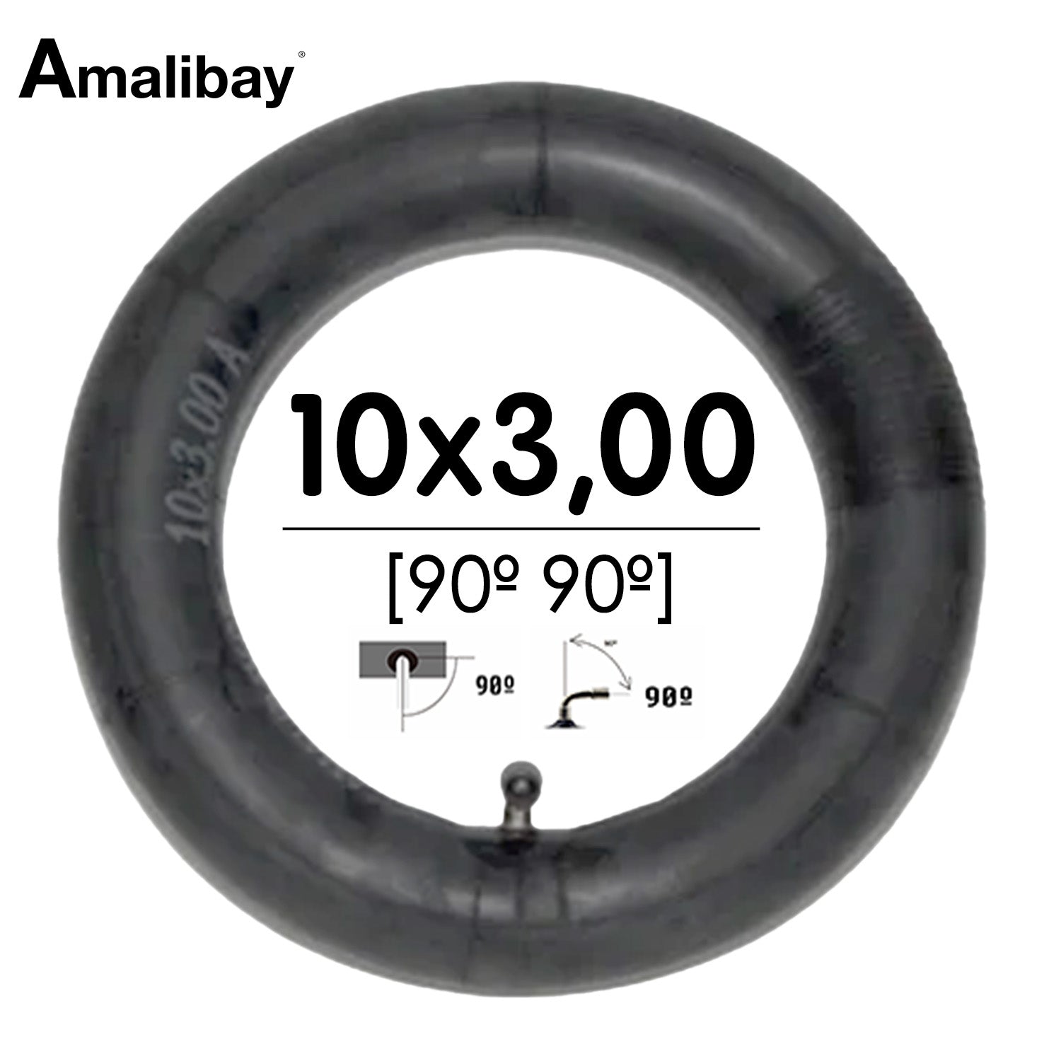 Cámara de aire 10x3 - 255x80 (válvula 90º 90º) - Premium [Amalibay] - EscootersMobility