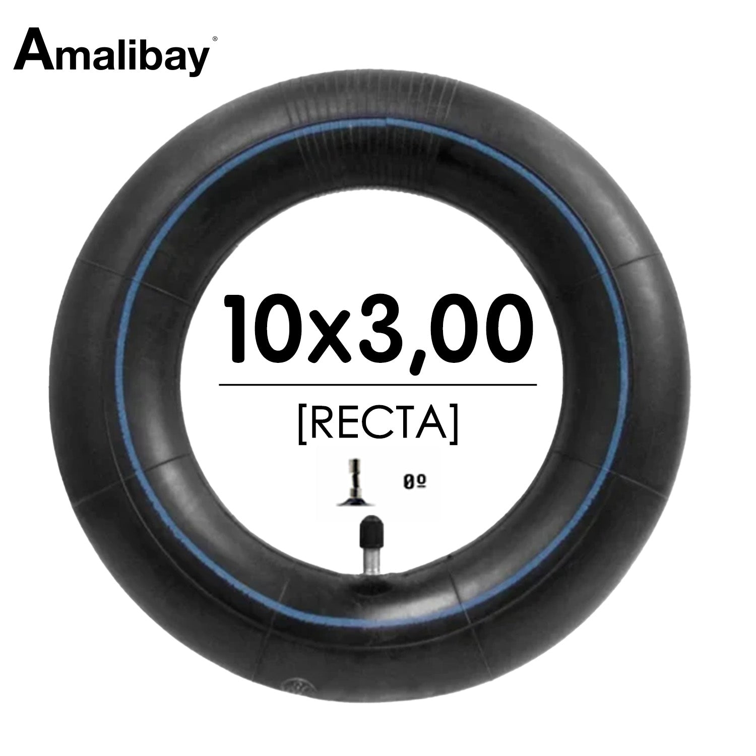 Cámara de aire 10x3 - 255x80 (válvula recta) [Amalibay] - EscootersMobility