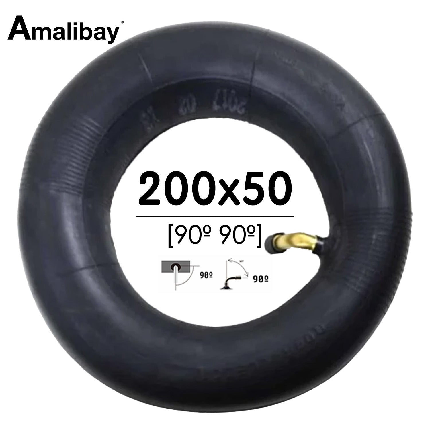 Cámara de aire 200x50 (válvula 90º 90º) - Premium [Amalibay] - EscootersMobility