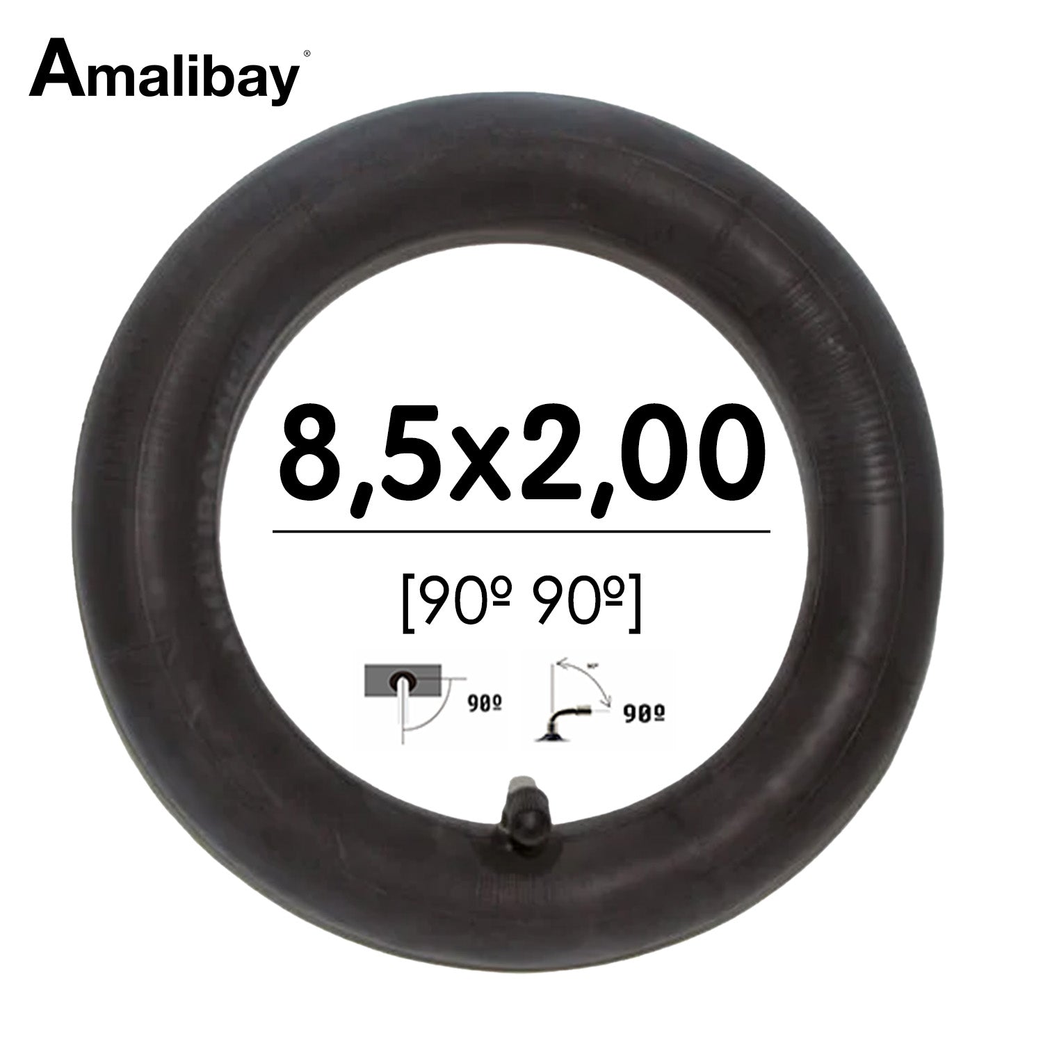 Cámara de aire 8,5x2 (50/134) (válvula 90º 90º) - Premium [Amalibay] - EscootersMobility