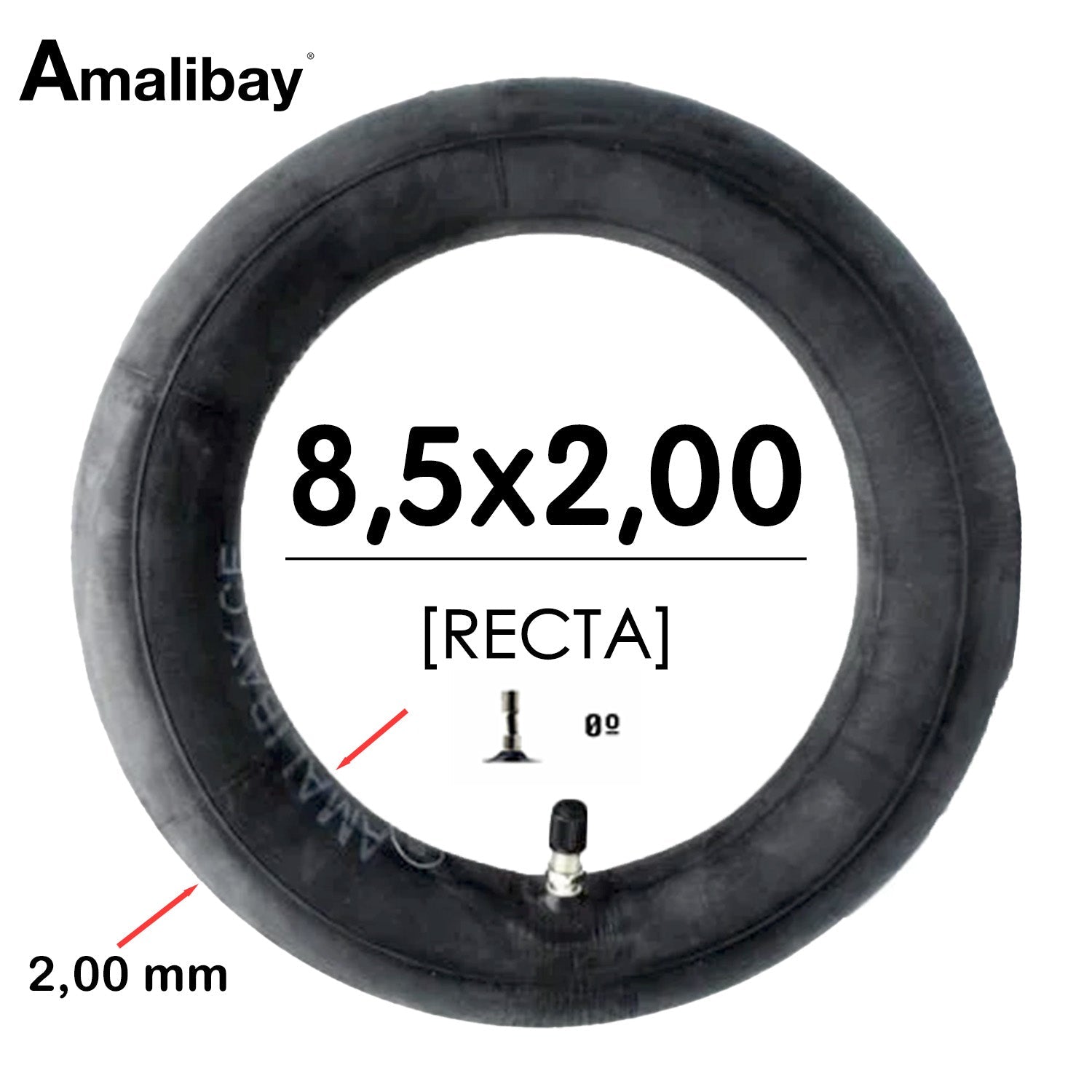 Cámara de aire 8,5x2 (válvula recta) Reforzada 120 gramos [Amalibay] - EscootersMobility