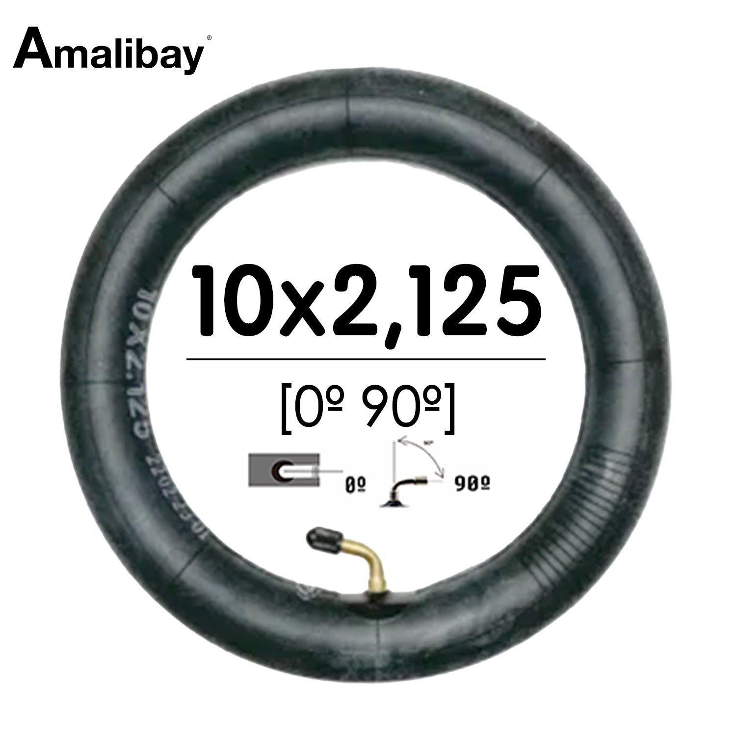 Cámara de aire reforzada 10x2,125 (válvula 0º 90º) - Premium [Amalibay] - EscootersMobility