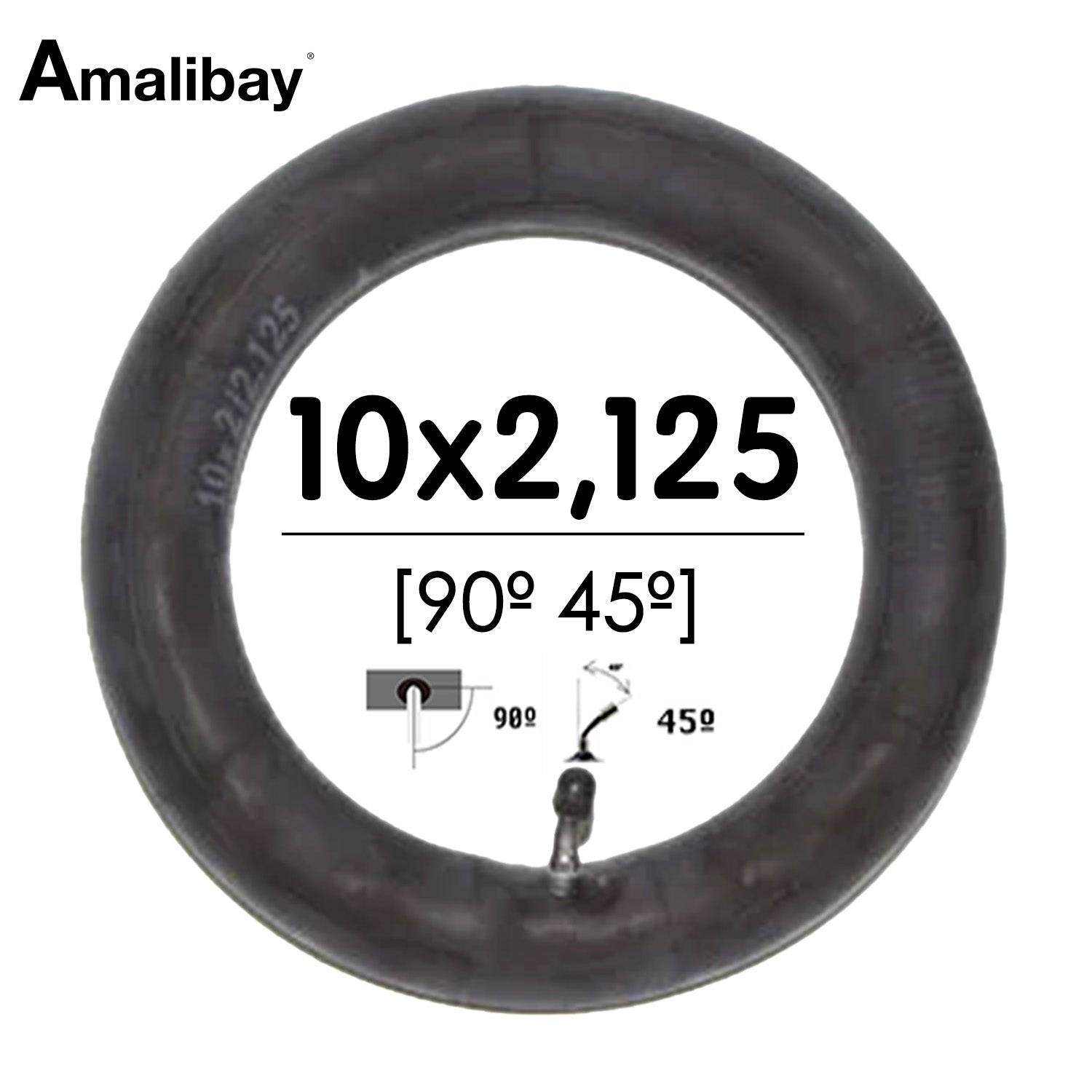 Cámara de aire reforzada 10x2,125 (válvula 90º 45º) - Premium [Amalibay] - EscootersMobility