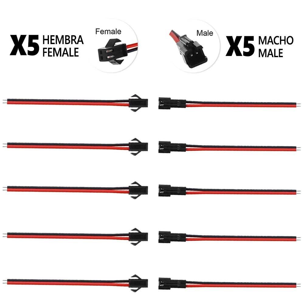 Conector SM 2 pines con cable 22 AWG - 5M/5H (pack 10 unidades) - EscootersMobility