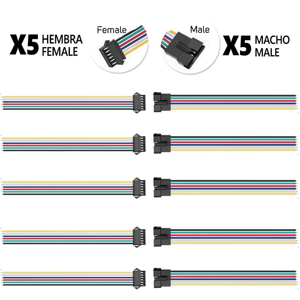 Conector SM 6 pines con cable 22 AWG - 5M/5H (pack 10 unidades) - EscootersMobility
