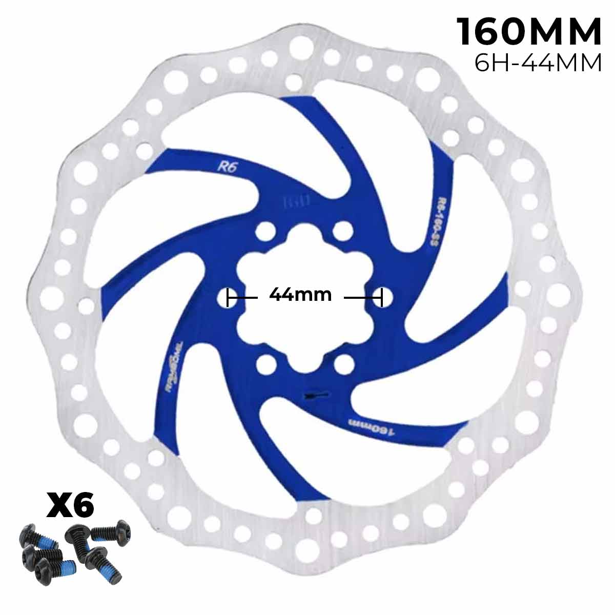 Disco de freno 160mm azul - Dentado (6H - 44MM) - EscootersMobility