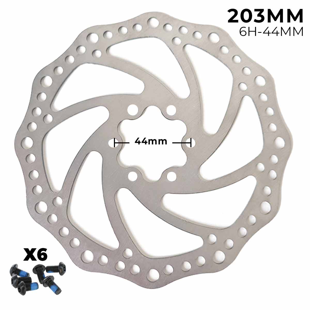 Disco de freno 203mm - Dentado (6H - 44MM) - EscootersMobility