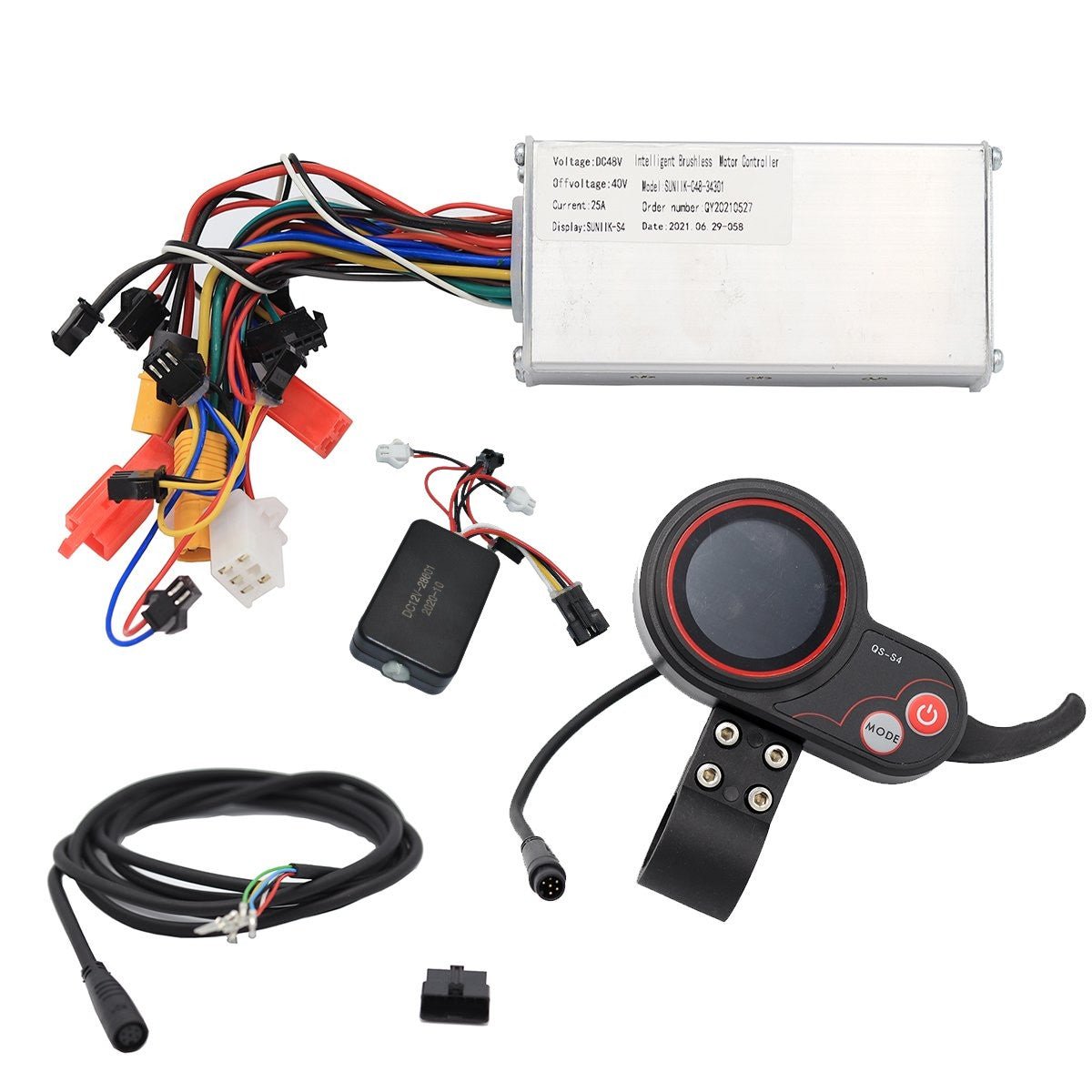 Kit electrónica genérico 48V/52V - 25A (Display QS S4 + Controladora + Cableado) [Suniik] - EscootersMobility