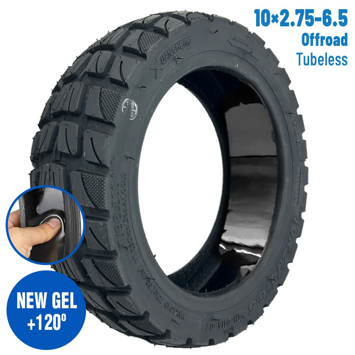 Neumático 10x2,75 - 6,5 Offroad Tubeless (Con gel antipinchazos) [Xuancheng] - EscootersMobility