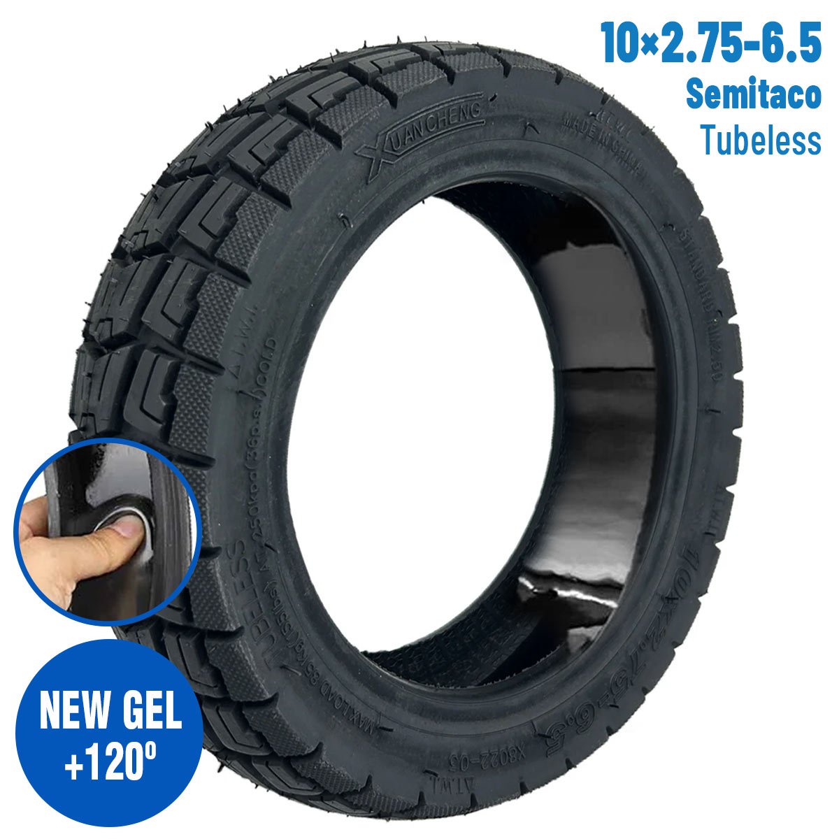 Neumático 10x2,75 - 6,5 Semitaco Tubeless (Con gel antipinchazos) [Xuancheng] - EscootersMobility