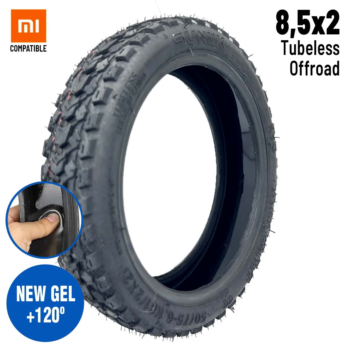 Neumático 50/75 - 6.1(8,5x2) Offroad Tubeless (Con gel antipinchazos) [Suniik] - EscootersMobility