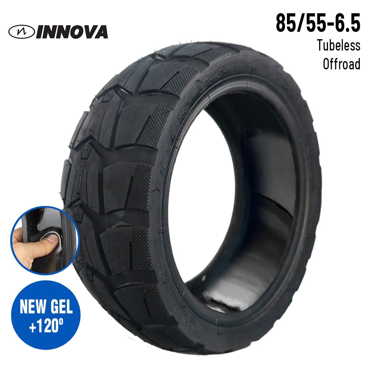 Neumático 85/55 - 6,5 Offroad Tubeless (Con gel antipinchazos) [Innova] - EscootersMobility
