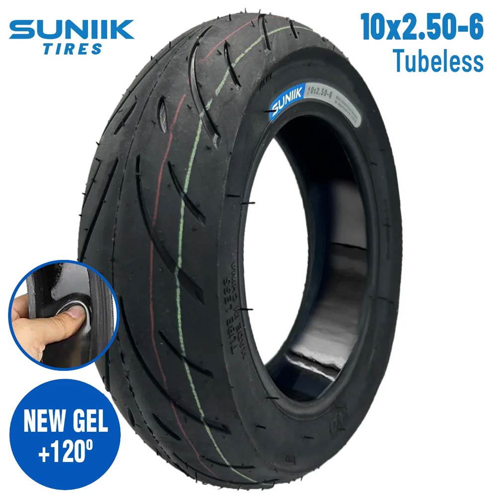 Neumático con gel antipinchazo 10x2,5 - 6 Cityroad Tubeless [Suniik] - EscootersMobility