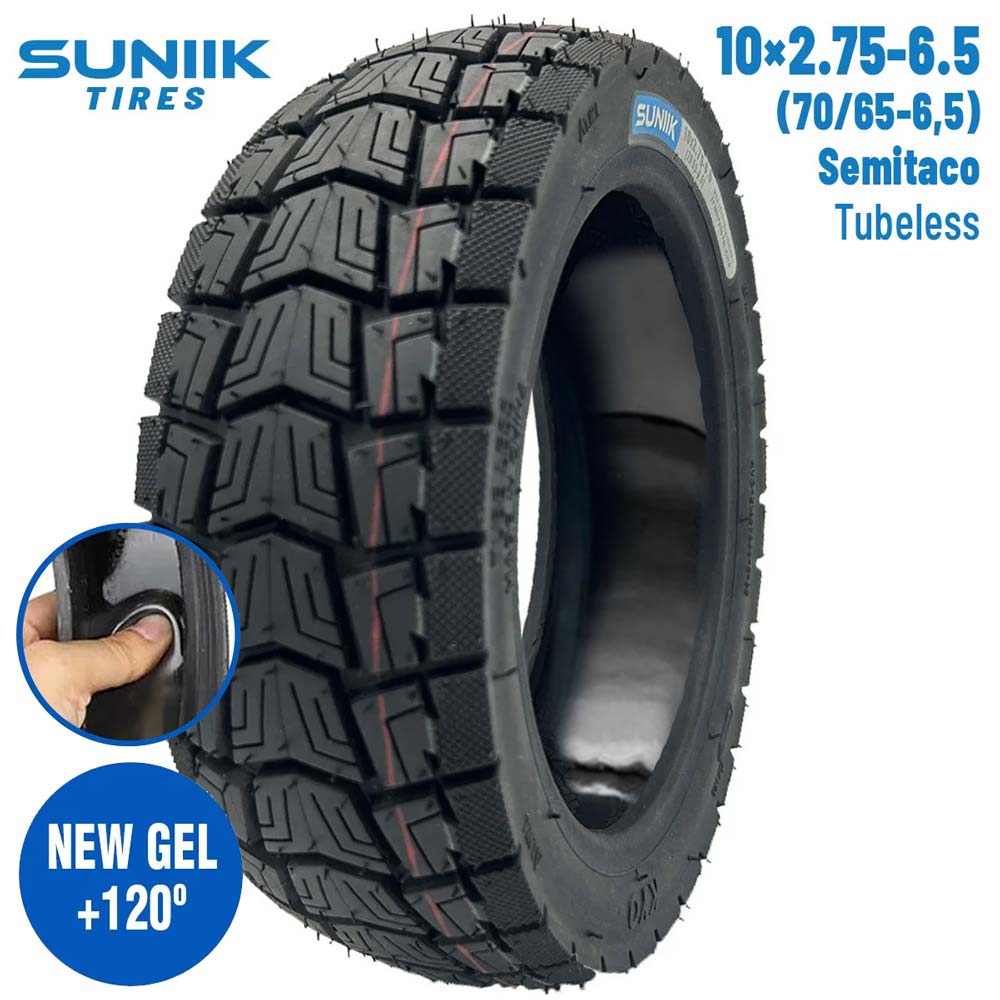 Neumático con gel antipinchazo 10x2,75 - 6,5 (70/65 - 6,5) Semitaco [Suniik] - EscootersMobility