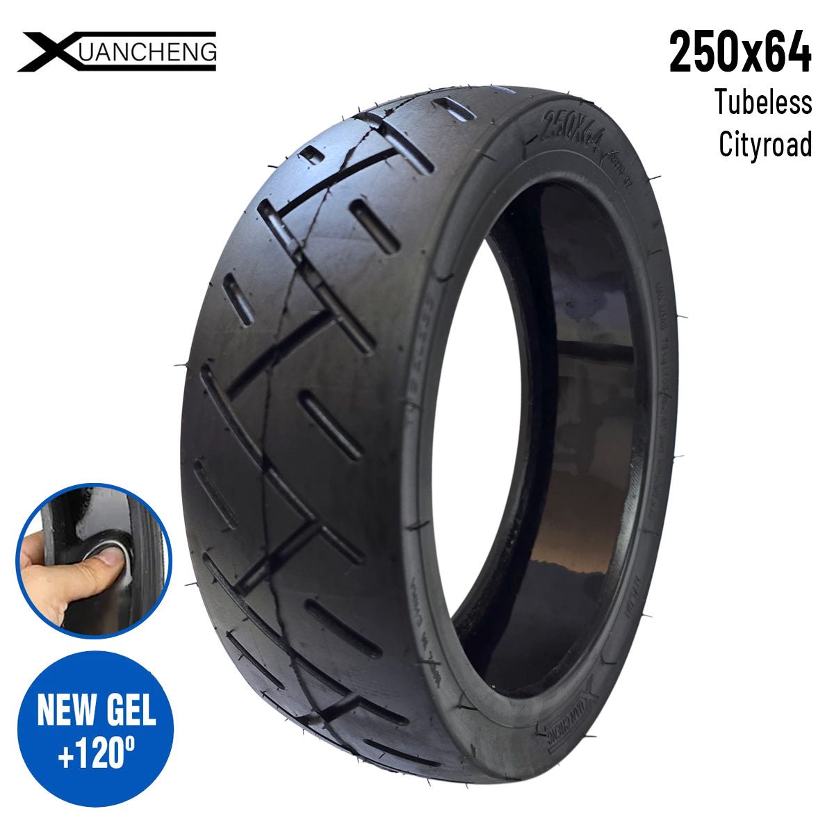 Neumático tubeless 250x64 para MI4 Ultra (Con gel antipinchazos) [Xuancheng] - EscootersMobility
