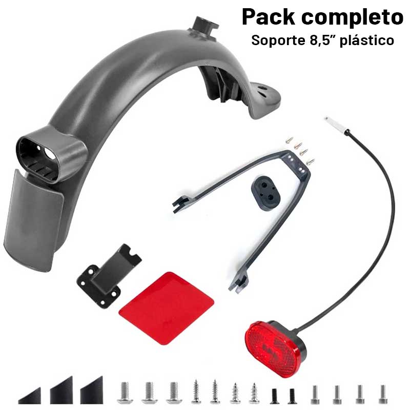 Pack completo guardabarros trasero para Xiaomi (Soporte plástico 8,5 pulgadas) - EscootersMobility