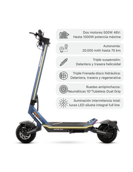 Patinete eléctrico smartGyro Raptor Dual Evo LR - EscootersMobility