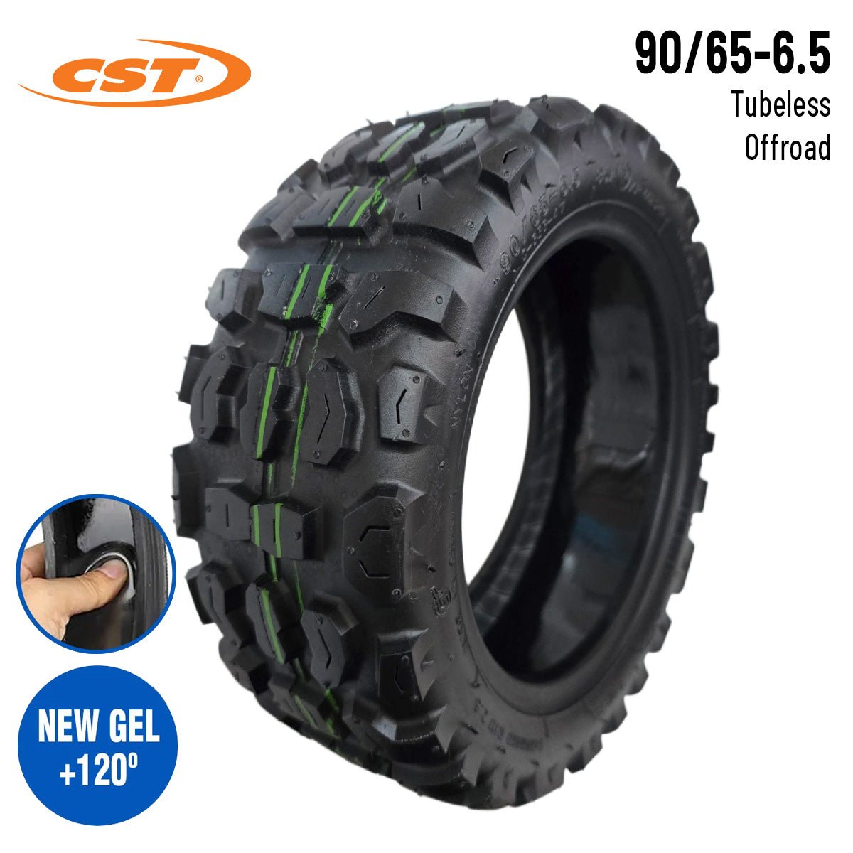 Rueda Cubierta 11x3 offroad (90/65 - 6,5) Tubeless (con gel antipinchazo) [CST] - EscootersMobility
