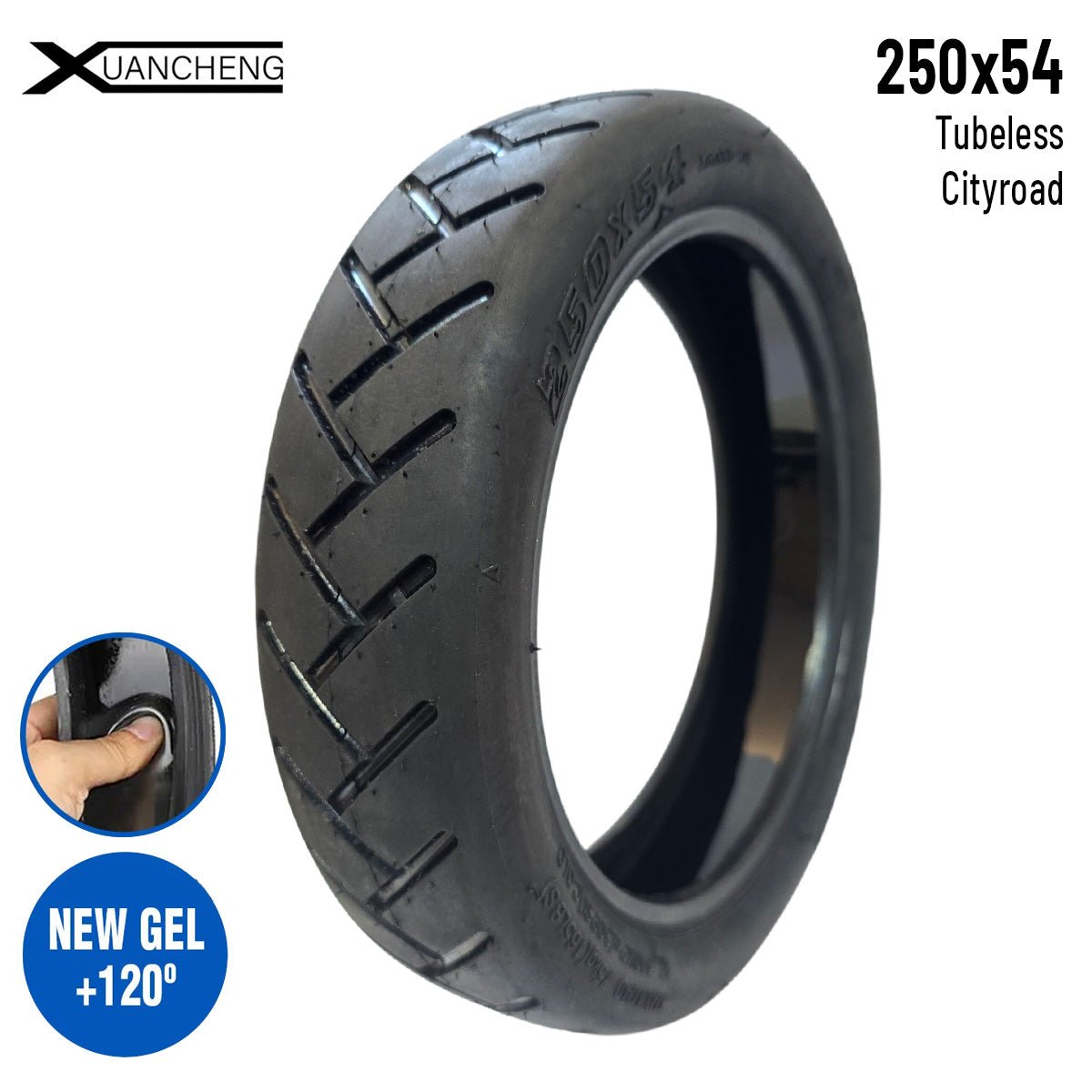 Rueda cubierta 250x54 con gel [Xuancheng] - EscootersMobility
