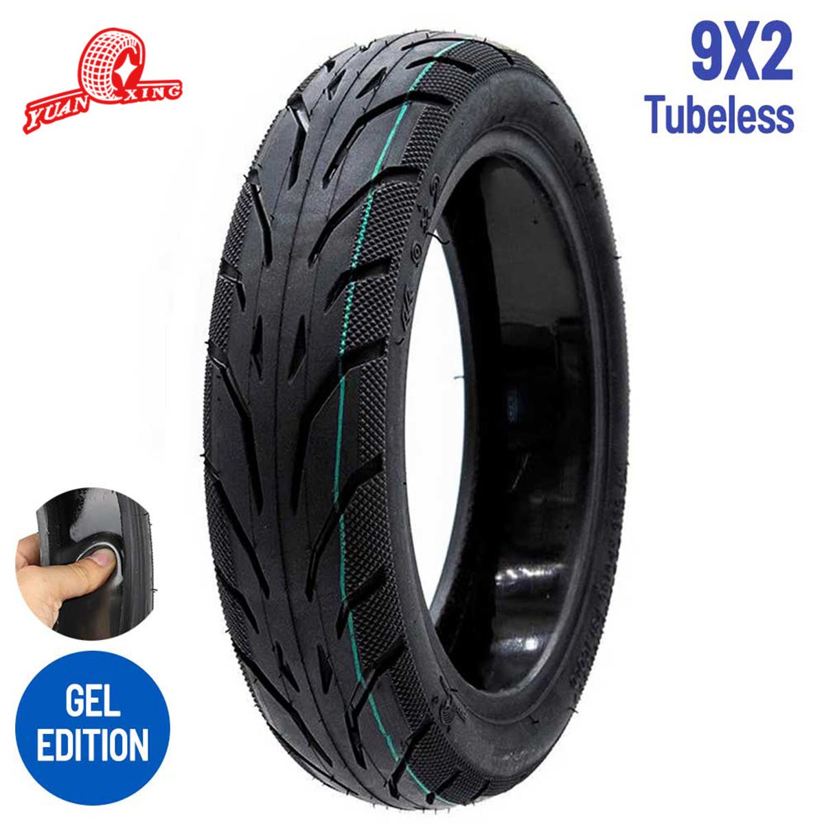 Rueda cubierta 9x2 - 6,1 con gel antipinchazo [Yuanxing] - EscootersMobility