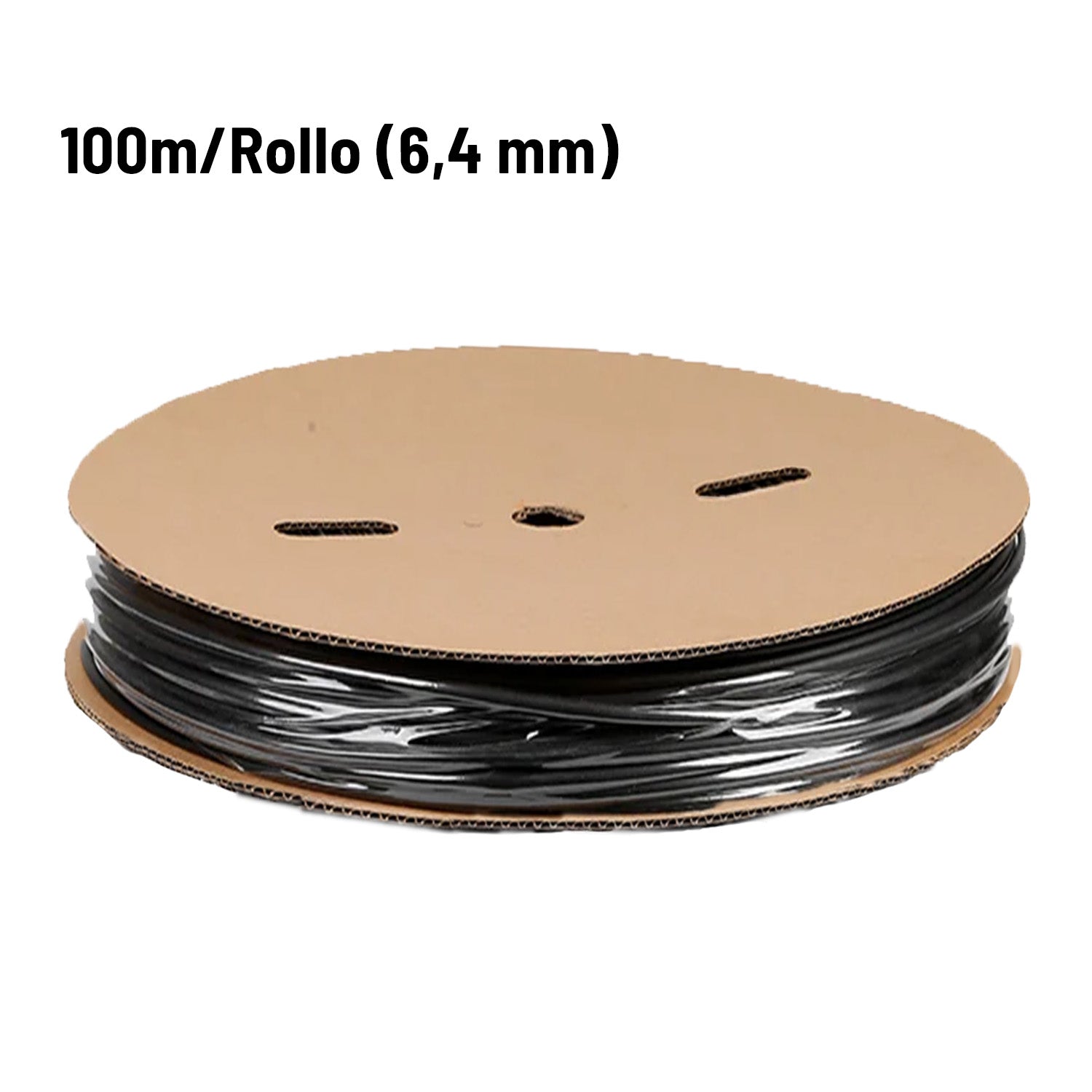Tubo termorretráctil con adhesivo interno (doble pared) negro de 100 metros - 1 ROLLO 3:1 (6.4 milímetros) - EscootersMobility