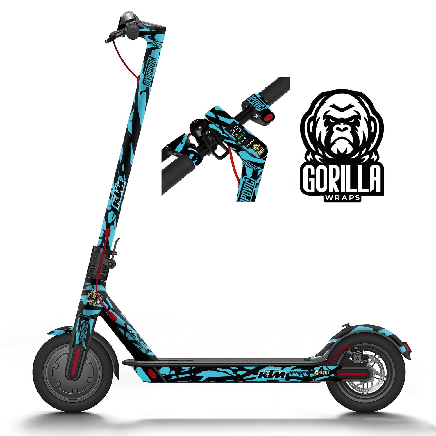 Vinilo para Xiaomi M365, 1S, PRO, PRO 2, MI3 KTM - Azul turquesa [Gorilla] - Completo - EscootersMobility