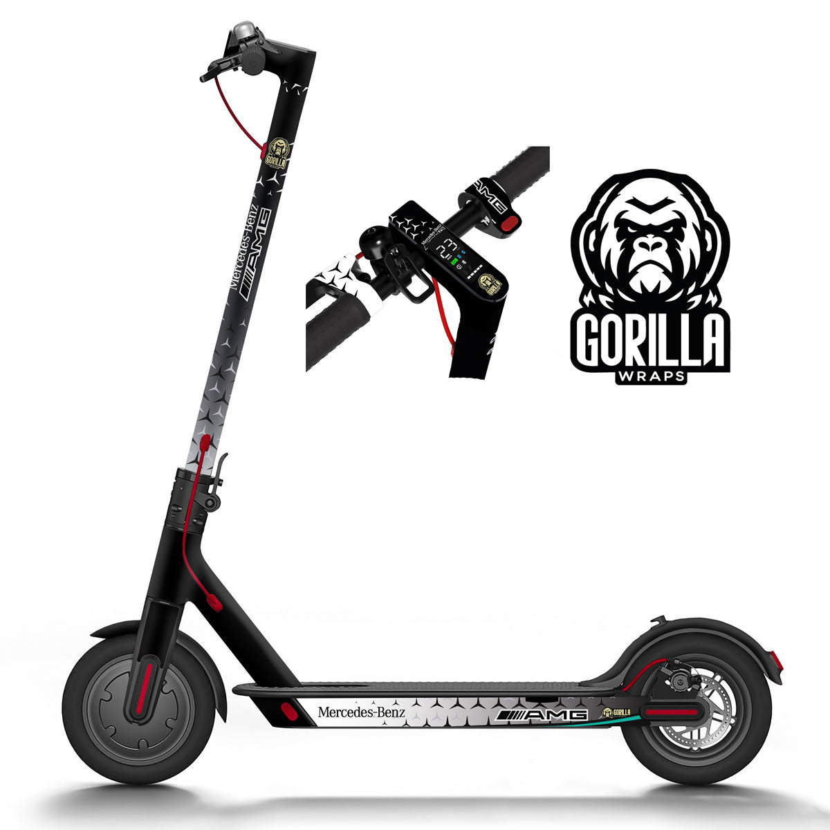 Vinilo para Xiaomi M365, 1S, PRO, PRO 2, MI3 - Mercedes AMG [Gorilla] - Básico - EscootersMobility