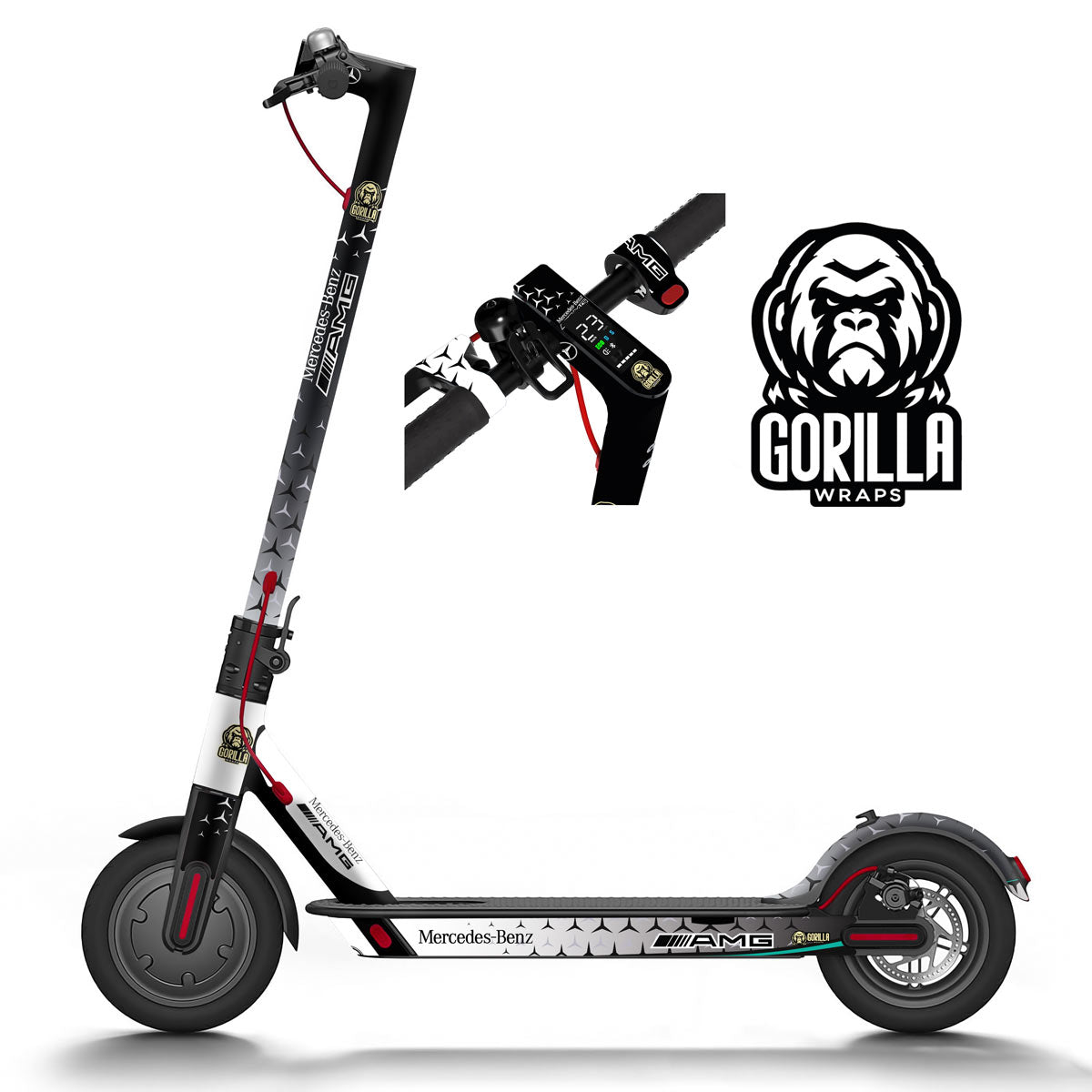 Vinilo para Xiaomi M365, 1S, PRO, PRO 2, MI3 - Mercedes AMG [Gorilla] - Completo - EscootersMobility